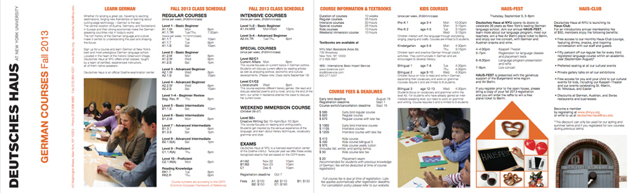 Brochure Language Program Hausfest 2013 Deusches Haus