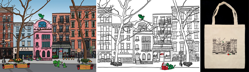Love Egg Sant Jordi NYC festival illustrations and tote